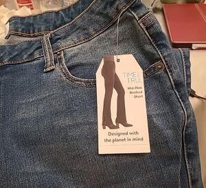 Time and Tru Women's Mid-Rise Bootcut Jeans - Dark Blue
